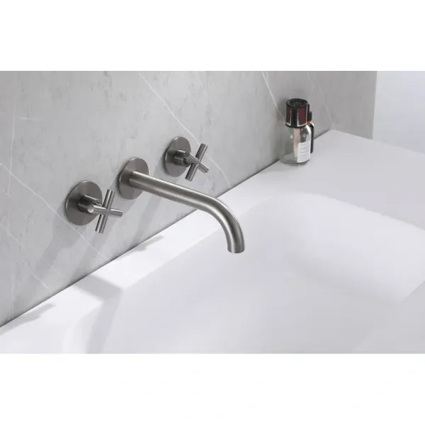Смеситель для раковины скрытого монтажа Abber Wasser Kreis AF81121NG, оружейная сталь матовый