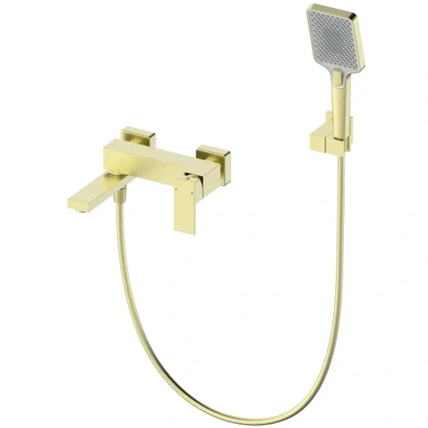 Смеситель для ванны Wonzon & Woghand Cube WW-88639016-BG с душевым гарнитуром, золотой матовый