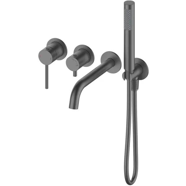 Смеситель для ванны Wonzon & Woghand Stick WW-889017-BGM встраиваемый, с душевым гарнитуром, оружейная сталь