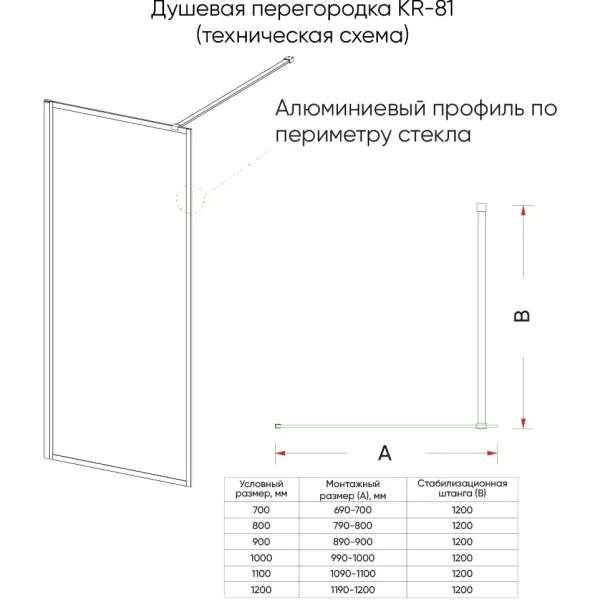 Душевая перегородка Veconi Korato KR81F-120-08-C4 120 см, профиль хром, стекло рифленое
