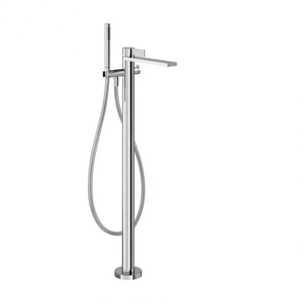 Смеситель для ванны напольный скрытого монтажа Gessi Inverso Rigato с переключателем и ручным душем 73528#031, хром