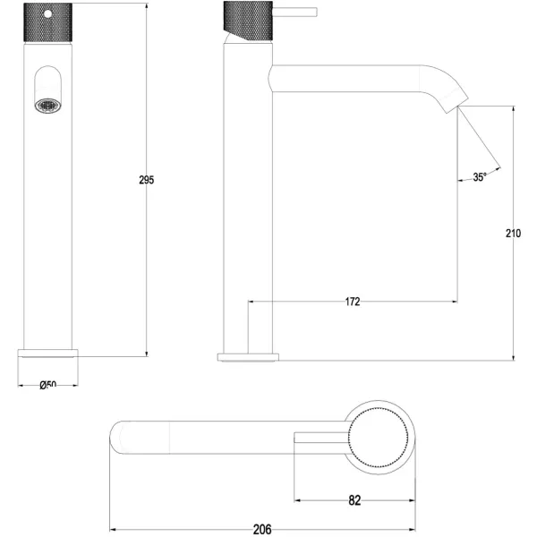 Смеситель для раковины-чаши Wonzon & Woghand Onyx WW-816026-BN, никель матовый