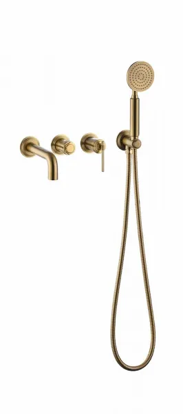 Смеситель для ванны Boheme Eterna 174-3-BR встраиваемый, с изливом и ручным душем, бронза