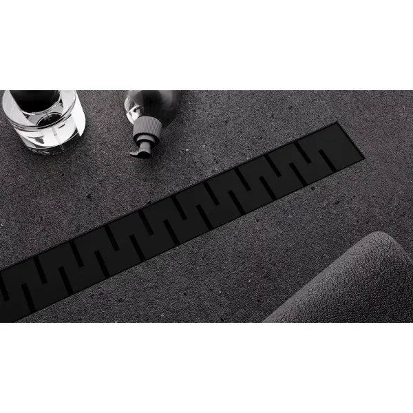 Душевой трап (лоток) Veconi Stesso Line VSL800B 80 см, с решеткой, перфорированный, черный матовый