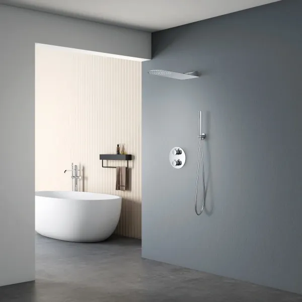 Душевой комплект Santiline SL-9015 220 мм, с термостатом, хром