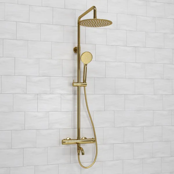 Душевая система с термостатическим смесителем WasserKRAFT Sauer Thermo A188.208.207.PG T, золото глянцевое