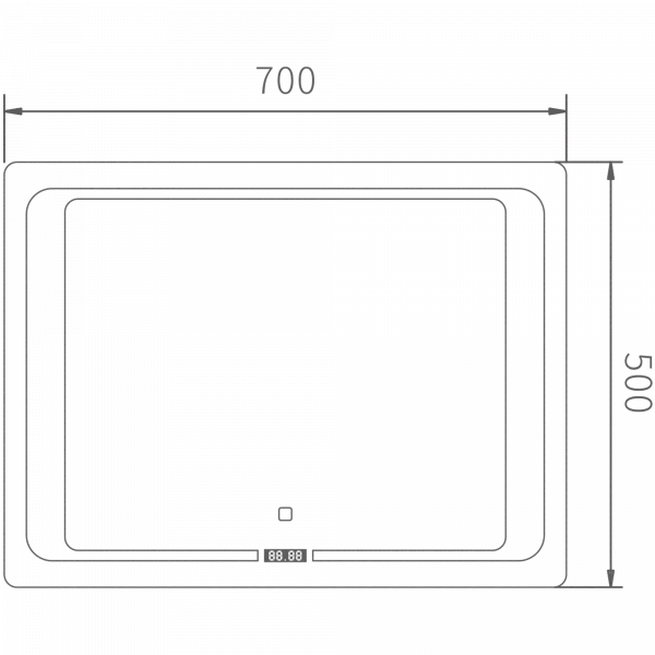Зеркало Haiba HB664 70x50 см, с LED-подсветкой, часами и термометром