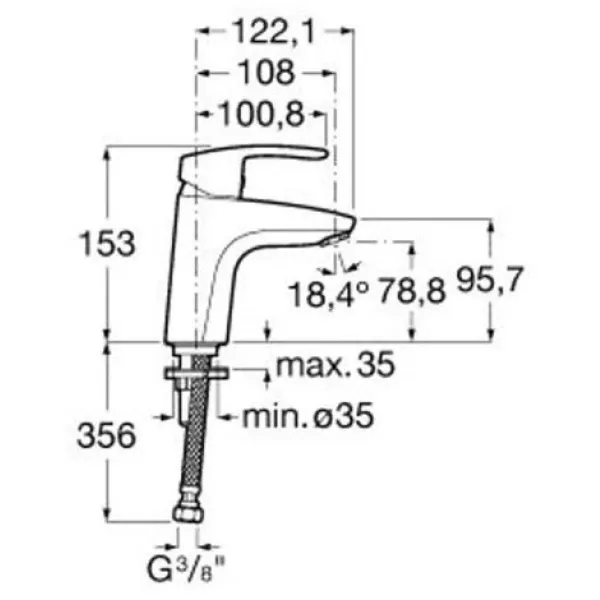 Смеситель для раковины Roca Monodin-N 5A3098C00 с донным клапаном, хром