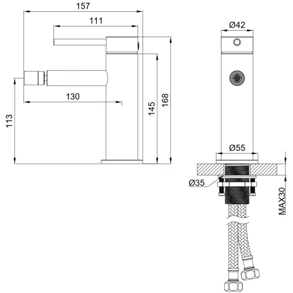 Смеситель для биде Wonzon & Woghand Stick WW-88339017-MW, белый матовый