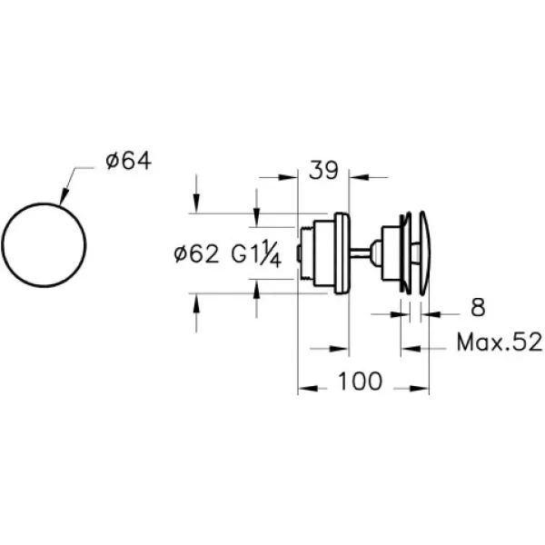 Донный клапан для раковины Vitra Syphon A4514936WTC универсальный, черный матовый