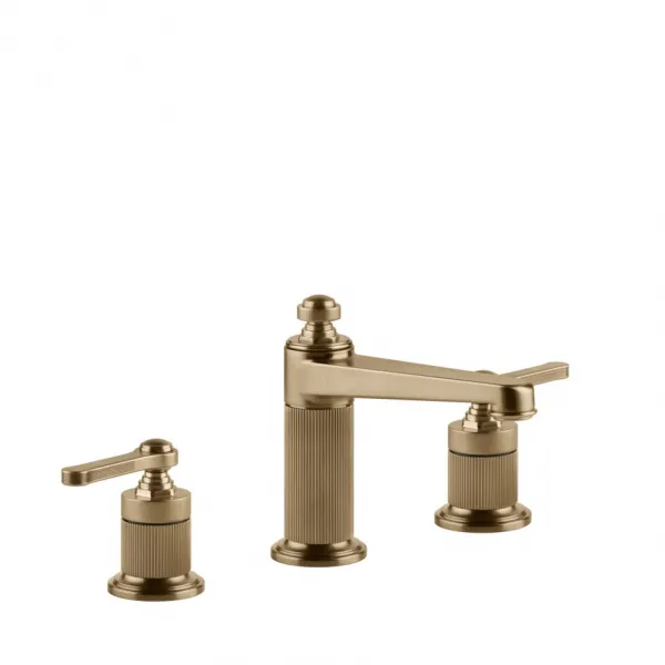 Смеситель для раковины Gessi Venti20 двухрычажный, с донным клапаном, высота 156 мм 65012#726, теплая бронза брашированная PVD