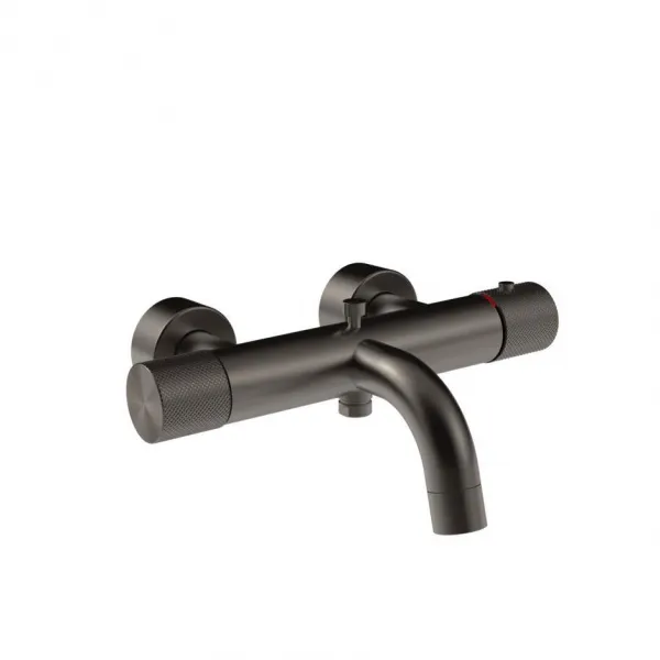 Смеситель для ванны Gessi Habito Diamantato с термостатом и изливом 70613#707, черный металл брашированный PVD