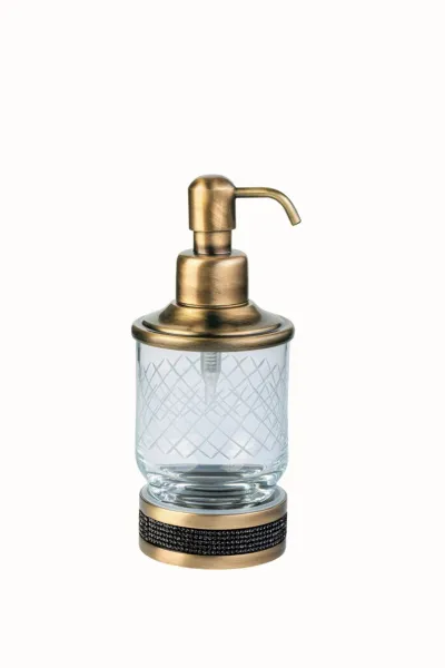 Дозатор для жидкого мыла Boheme Royal Cristal 10929-ROYALE-BR-B настольный, с кристаллами, бронза/черный