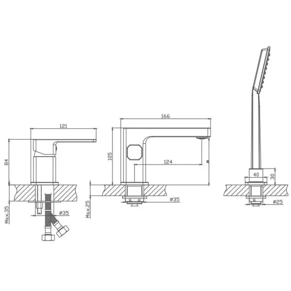 Смеситель на борт ванны Haiba HB80615-7