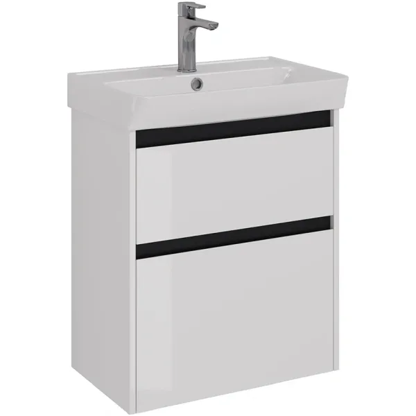 Тумба глянец/черный Lemark Combi LM03C60T-black 57,4 см, белый
