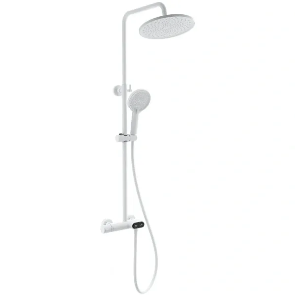 Душевая система Wonzon & Woghand Muse Corno WW-B2091-A-MW 255 мм, с термостатом, белый матовый