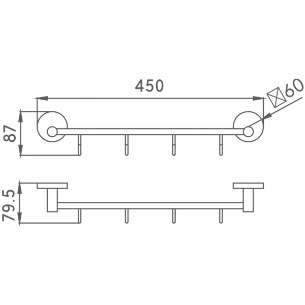 Крючок Haiba HB9015-4 планка на 4 крючка, хром
