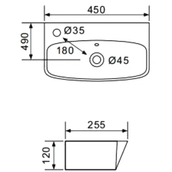 Раковина Gappo GT701 45x25,5 см, рукомойник, белый