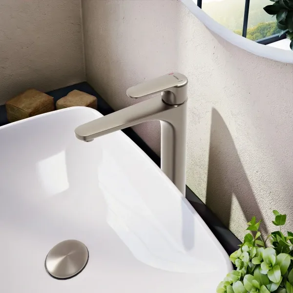 Смеситель для раковины-чаши Vitra Root Round A4270734EXP без донного клапана, никель матовый