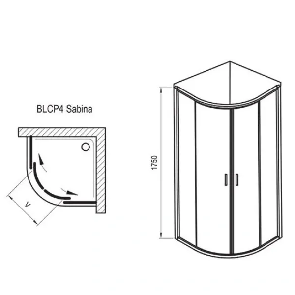 Душевой уголок Ravak Blix BLCP4-90 Sabina блестящий Transparent 3B270C40Z1