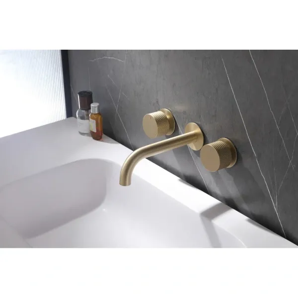 Смеситель для раковины скрытого монтажа Abber Wasser Kreis AF81122G, золотой матовый