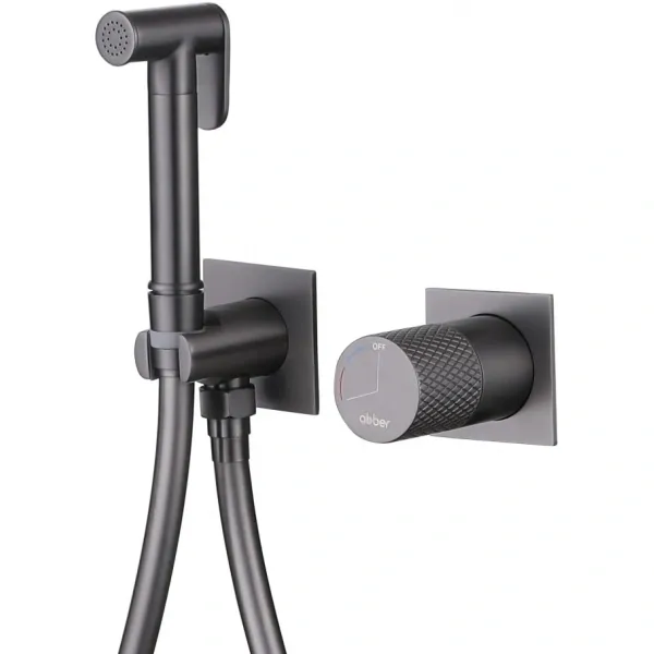 Гигиенический душ Abber Rund AF8725NG CoolStart, со смесителем, оружейная сталь матовый