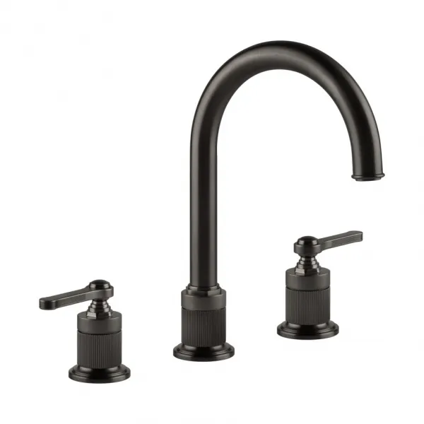Смеситель для раковины Gessi Venti20 двухрычажный, без донного клапана 65016#707, черный металл брашированный PVD