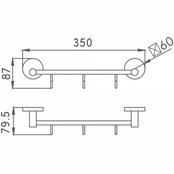Крючок Haiba HB9015-3 планка на 3 крючка, хром