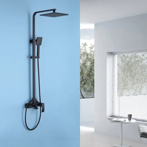 Душевая система Abber Wasserfall AF8616BL 250 мм, со смесителем, черный матовый