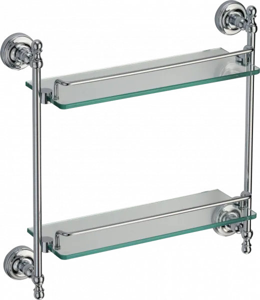 Полка стеклянная Ganzer 31077, двухъярусная, хром