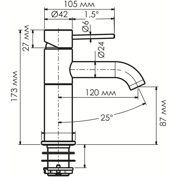 Смеситель для раковины WasserKRAFT Niers 3005GR, оружейная сталь