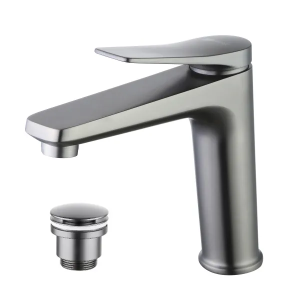 Смеситель для раковины Lemark Bronx LM3737GM с донным клапаном, оружейная сталь
