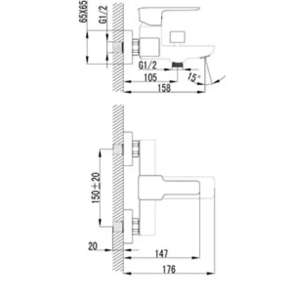 Смеситель для ванны с коротким изливом Lemark Basis LM3602C