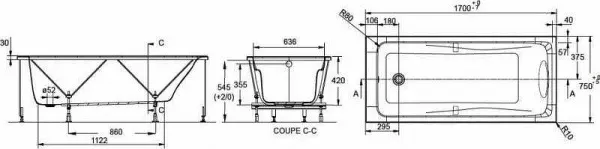 Акриловая ванна Jacob Delafon Odeon Up 170x75 E6D023-00, белый