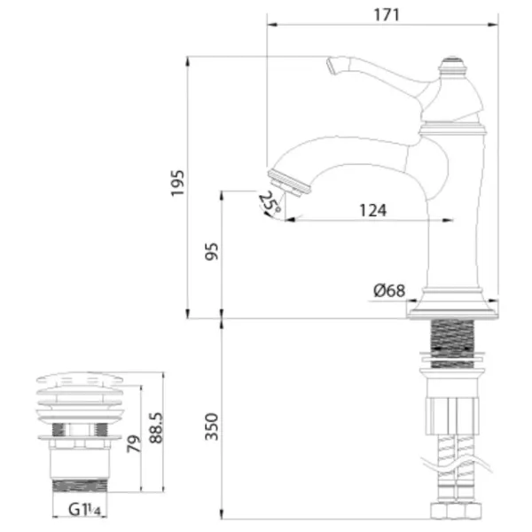 Смеситель для раковины Lemark Greek LM5506GG, с донным клапаном