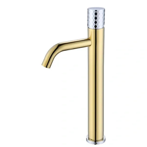 Смеситель для раковины-чаши Boheme Stick Diamond 122-GCR, хром/золотой