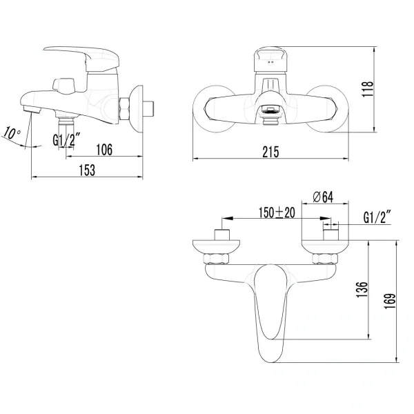 Смеситель для ванны Lemark Pramen LM3314C
