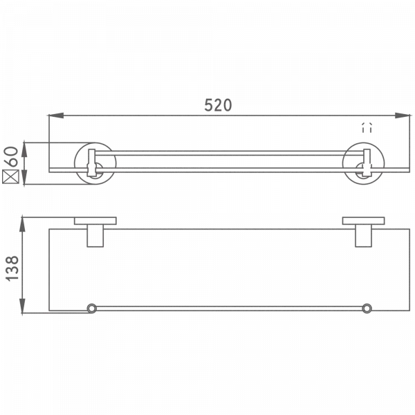 Полка стеклянная Haiba HB9007 50 см, хром